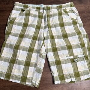 ROXY WOMEN'S PLAID LOW RISE BERMUDA SHORTS 90'S Y2K Green Size 9